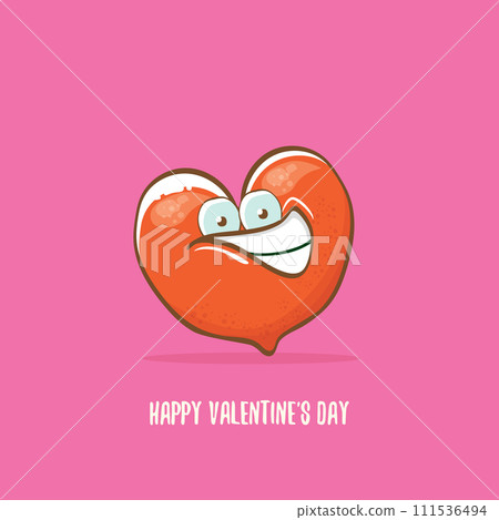 Vector Valentines day greeting card with funny cartoon heart character isolated on pink background. Conceptual valentines day comic funky kids poster or banner Vector Valentines day greeting card with funny cartoon heart character isolated on pink background. Conceptual valentines day comic funky kids poster or banner 111536494