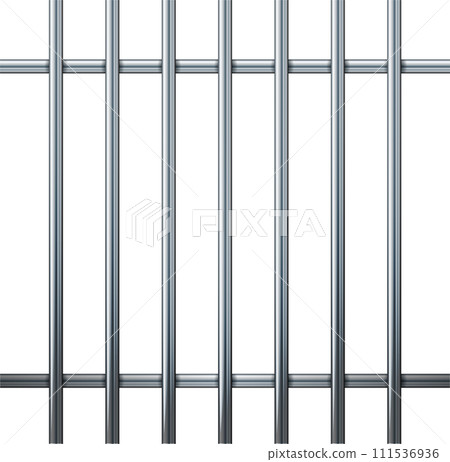 prison metal bars. Iron jail cage. Prison fence jail. Template design for criminal or sentence. Vector 111536936