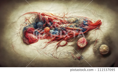Interaction between microbes and human tissues, ai illustration 111537095