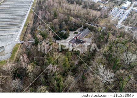 aerial View of the Dachau Concentration Camp in Bavaria, Germany aerial View of the Dachau Concentration Camp in Bavaria, Germany 111538049