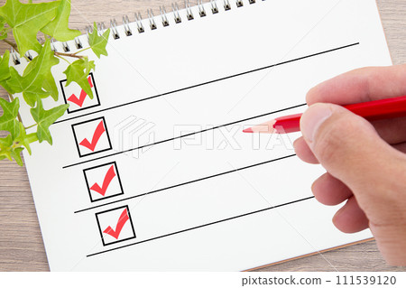 列表和紅鉛筆 111539120