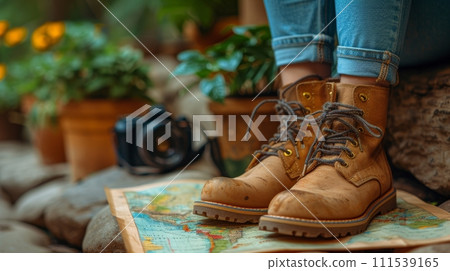 AI-generated content. Tourist outfit, travel plan, trip vacation, tourism mockup 111539165