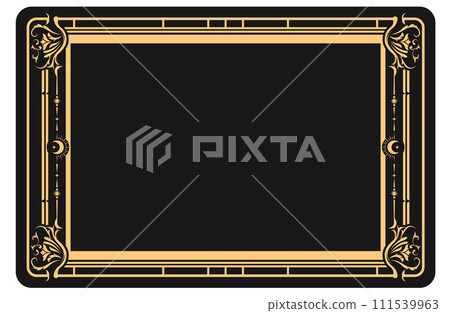 Mystic style blank banner with ornamental border, rear side od tarot cards frame, esoteric border, vector 111539963