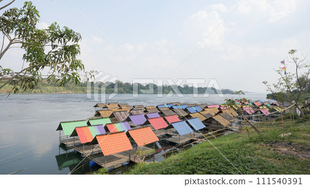 rafts on the Mekong River, Kaeng Khan Sung, Amnat Charoen, Thailand rafts on the Mekong River, Kaeng Khan Sung, Amnat Charoen, Thailand 111540391
