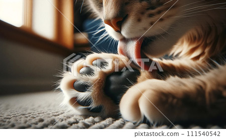 貓咪舔前爪的爪墊 111540542