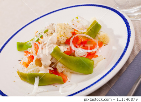 Plate of tasty salad with cauliflower 111540879
