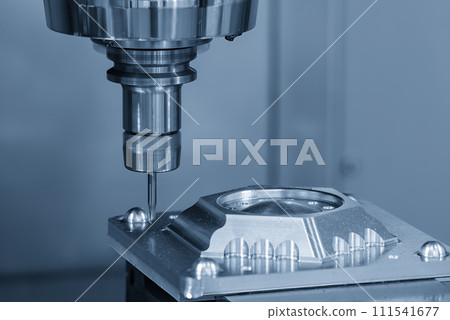 The CNC milling machine cutting press mold part by solid ball end mill tool. The CNC milling machine cutting press mold part by solid ball end mill tool. 111541677
