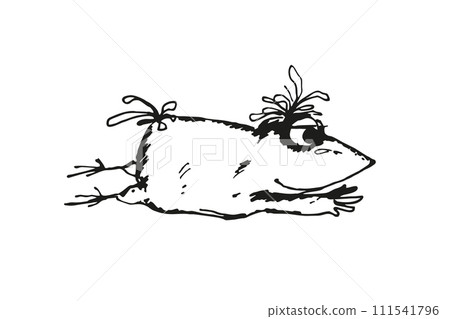 hand drawn vector illustration of cartoon funny crow, monochrome sketch of cute bird crow, inked silhouette of posing flying animal isolated on white background 111541796