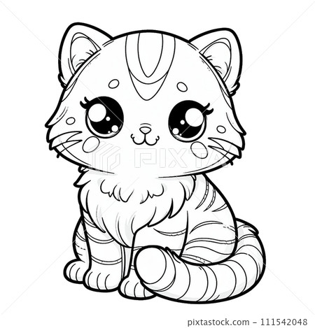 cute cat coloring for kid to drawing, cat sticker, vector set of cat 111542048