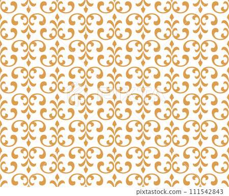 Flower geometric pattern. Seamless vector background. Gold and white ornament 111542843