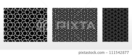 Geometric set of seamless black and white patterns. Simple vector graphics Geometric set of seamless black and white patterns. Simple vector graphics 111542877