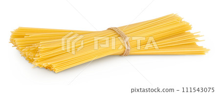 uncooked spaghetti or yellow pasta isolated on white background 111543075