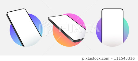 Phone mockup isolate 3d vector screen device template. Cellphone app mock up realistic telephone Phone mockup isolate 3d vector screen device template. Cellphone app mock up realistic telephone 111543336