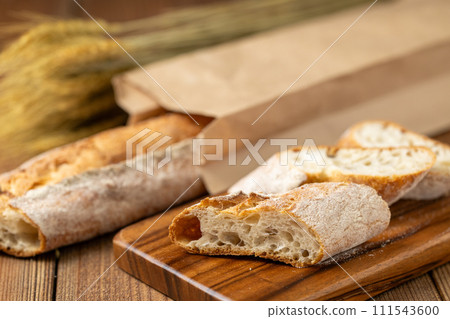 Freshly baked french bread Freshly baked french bread 111543600
