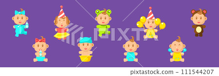 Cute Little Baby and Newborn Child Vector Set Cute Little Baby and Newborn Child Vector Set 111544207