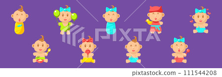 Cute Little Baby and Newborn Child Vector Set Cute Little Baby and Newborn Child Vector Set 111544208