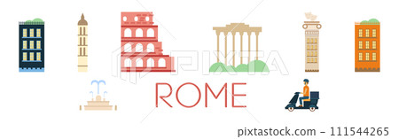 Welcome to Rome Traditional Italian Culture Object Vector Set Welcome to Rome Traditional Italian Culture Object Vector Set 111544265
