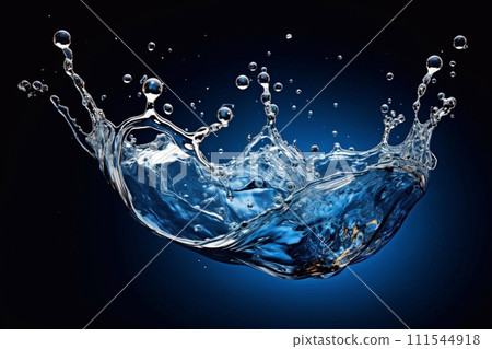 Blue water splash isolated on black background. 3d render illustration. Blue water splash isolated on black background. 3d render illustration. 111544918