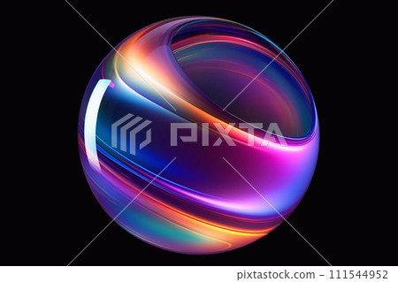 abstract colorful sphere on a black background, computer-generated 3D illustration 111544952