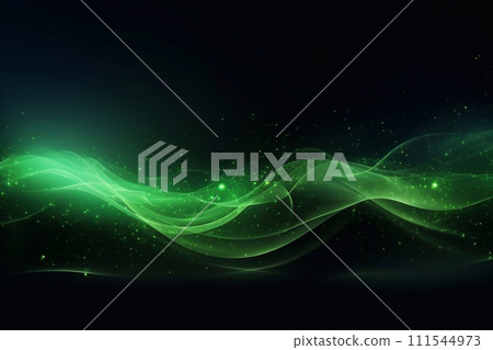 Abstract green wave on dark background. illustration for your design. 111544973