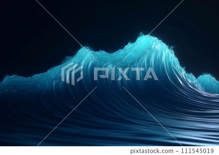 Abstract blue wave background. 3d rendering, 3d illustration. 111545019