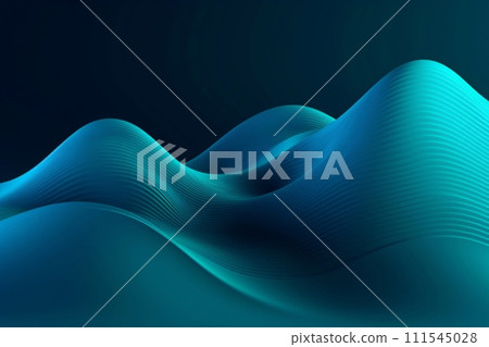 abstract blue background with smooth wavy lines, illustration. 111545028