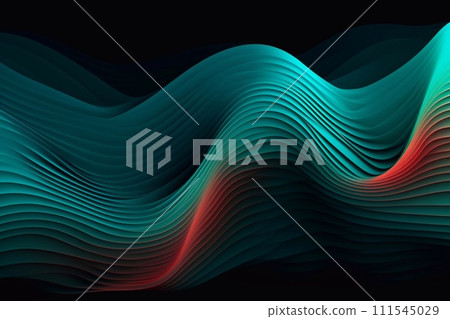 abstract background with blue and red wavy lines on black background 111545029
