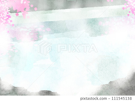 水彩風格溫泉模糊背景伊拉蘇與春天櫻花 水彩風格溫泉模糊背景伊拉蘇與春天櫻花 111545138