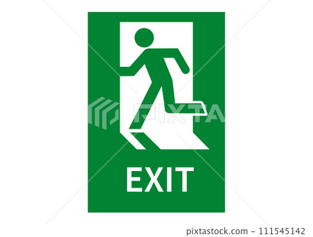 Emergency exit sign Simple English emergency exit guide light illustration Icon material Left facing Emergency exit sign Simple English emergency exit guide light illustration Icon material Left facing 111545142