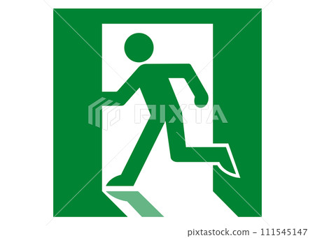 Emergency exit sign, illustration of an emergency exit guide light where a person runs left, icon material Emergency exit sign, illustration of an emergency exit guide light where a person runs left, icon material 111545147