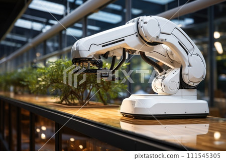 Robotic arm modern industrial technology. Generative AI 111545305