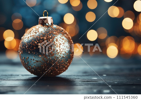 Closeup of one ornate christmas ball. Generative AI 111545360