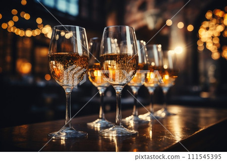 New Year celebration. Toast with Champagne. Generative AI 111545395