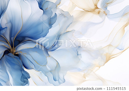 Abstract background with blue and beige ink in water. Computer generated graphics. 111545515