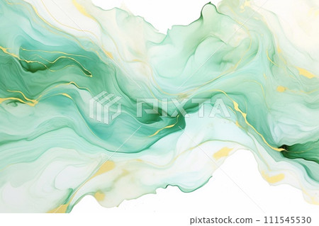 Alcohol ink abstract background. Marbling artwork texture. Agate ripple pattern. Gold powder. 111545530