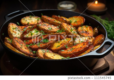 Roasted potatoes tasty food. Generative AI 111545745
