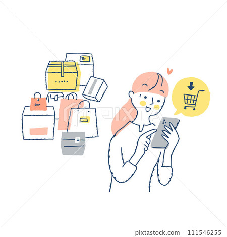 Young woman doing online shopping on smartphone Young woman doing online shopping on smartphone 111546255