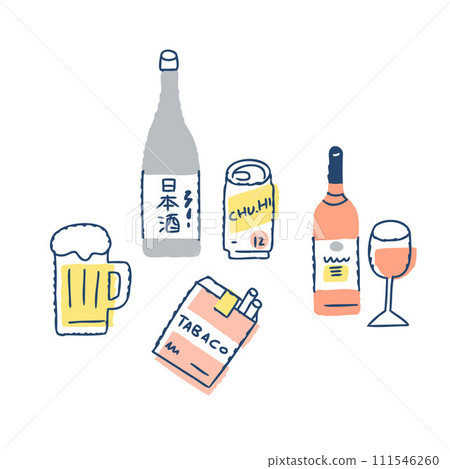 幾種類型的酒精和煙草 111546260