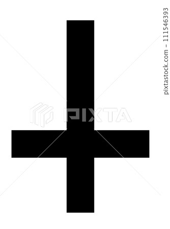 Cross of Saint Peter, black and white vector silhouette illustration of Christian or anti-Christian and Satanic symbol Cross of Saint Peter, black and white vector silhouette illustration of Christian or anti-Christian and Satanic symbol 111546393