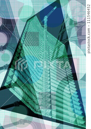Concept of urban environment and city life. Surreal art collage with elements of architectural details, building facades, construction sites. Industrial background. Contemporary cityscape art. Concept of urban environment and city life. Surreal art collage with elements of architectural details, building facades, construction sites. Industrial background. Contemporary cityscape art. 111546452