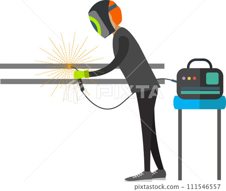 Welder at work vector icon isolated on white Welder at work vector icon isolated on white 111546557