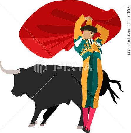 Toreador and bull performance vector icon isolated on white Toreador and bull performance vector icon isolated on white 111546572