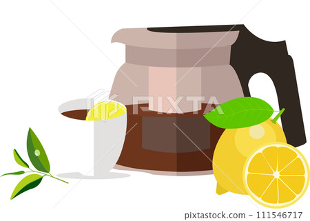 Tea with lemon vector icon isolated on white 111546717