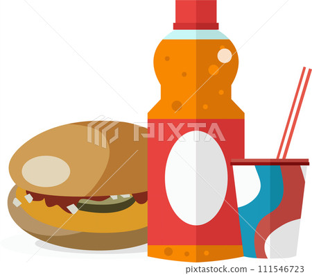 Soda drink and burger vector icon isolated on white 111546723
