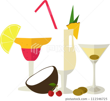 Alcohol cocktail drink vector icon isolated on white Alcohol cocktail drink vector icon isolated on white 111546725