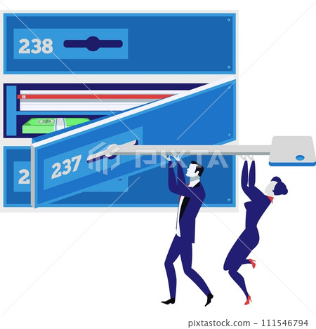 Businessman using safe deposit box vector icon Businessman using safe deposit box vector icon 111546794