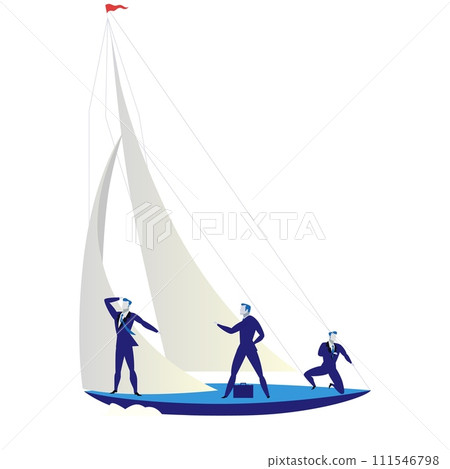 Businessman team on boat vector business icon 111546798