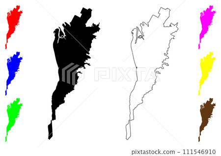 Adelaide city (Commonwealth of Australia, South Australia) map vector illustration, scribble sketch Greater Adelaide or Tarndanya map 111546910