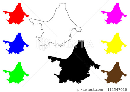 Kolkata city (Republic of India, West Bengal state) map vector illustration, scribble sketch Calcutta map Kolkata city (Republic of India, West Bengal state) map vector illustration, scribble sketch Calcutta map 111547016