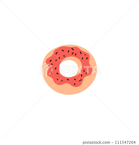 Donut with pink glaze simple icon, cartoon vector illustration isolated. 111547204